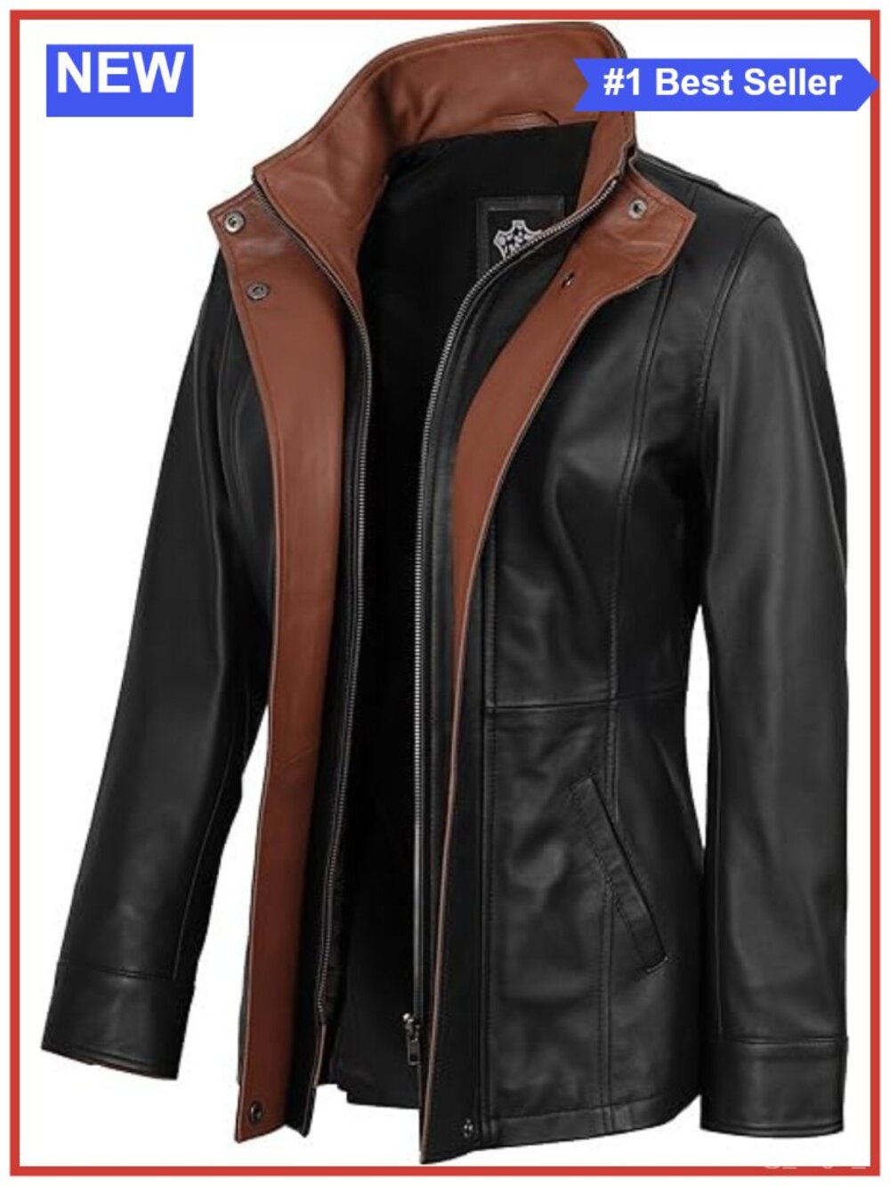 Women's 100% Lambskin Leather Jacket Wide Notch Lapel Zip Front